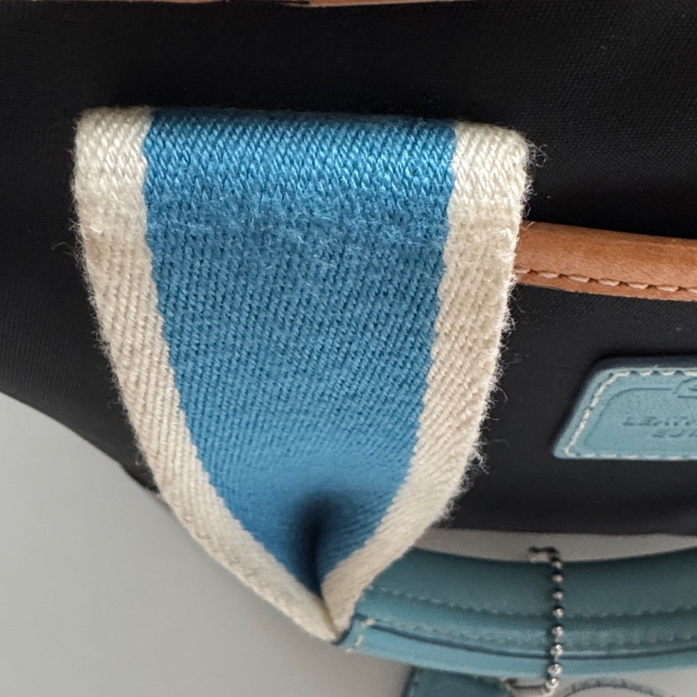Coach Black Tote with Light Blue Accents and Cream Trim - Picture 16 of 16